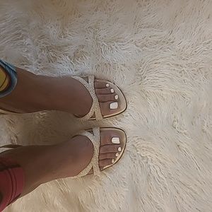 Open-toe beaded sandals